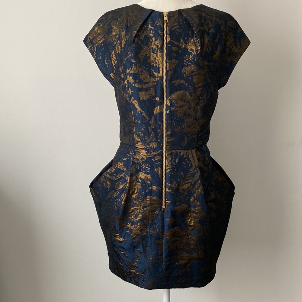 All Saint Spitalfields Navy Gold Dress - Picture 8 of 12